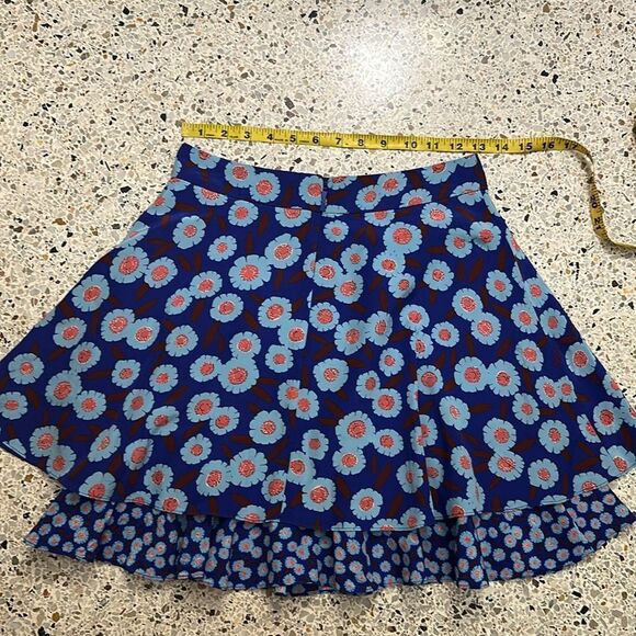 Kate Spade Skirt the Rules blue floral mini skirt 100% silk 2 - Picture 6 of 8